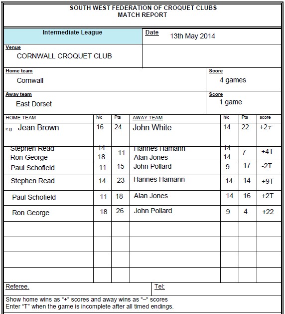 Scoresheet